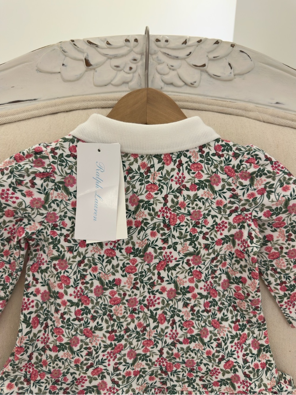 🦢 3 Mth Ralph Lauren 100% Cotton Floral Ruffle Polo Baby Dress with Bloomers NWT - Picture 12 of 16